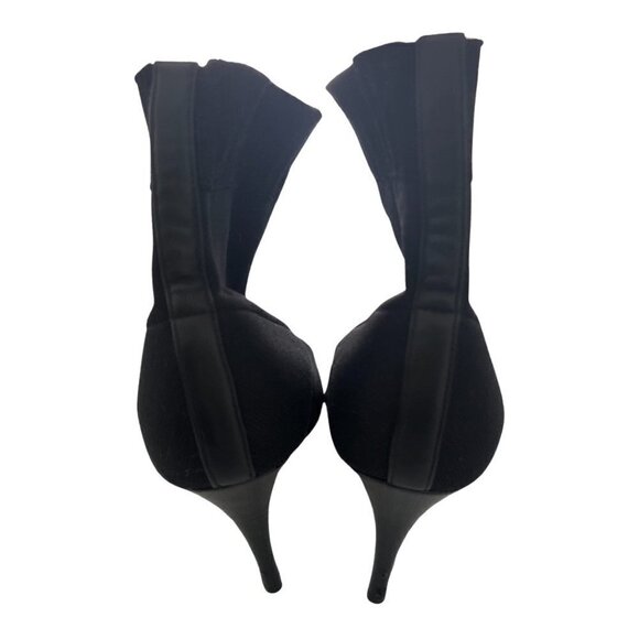 Chanel black knit fabric and patent tip ankle boots size 37.5 C - Picture 4 of 9